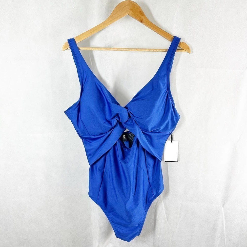 DKNY LAPIS Peek-a-Boo Twist One-Piece Swimsuit Size 18